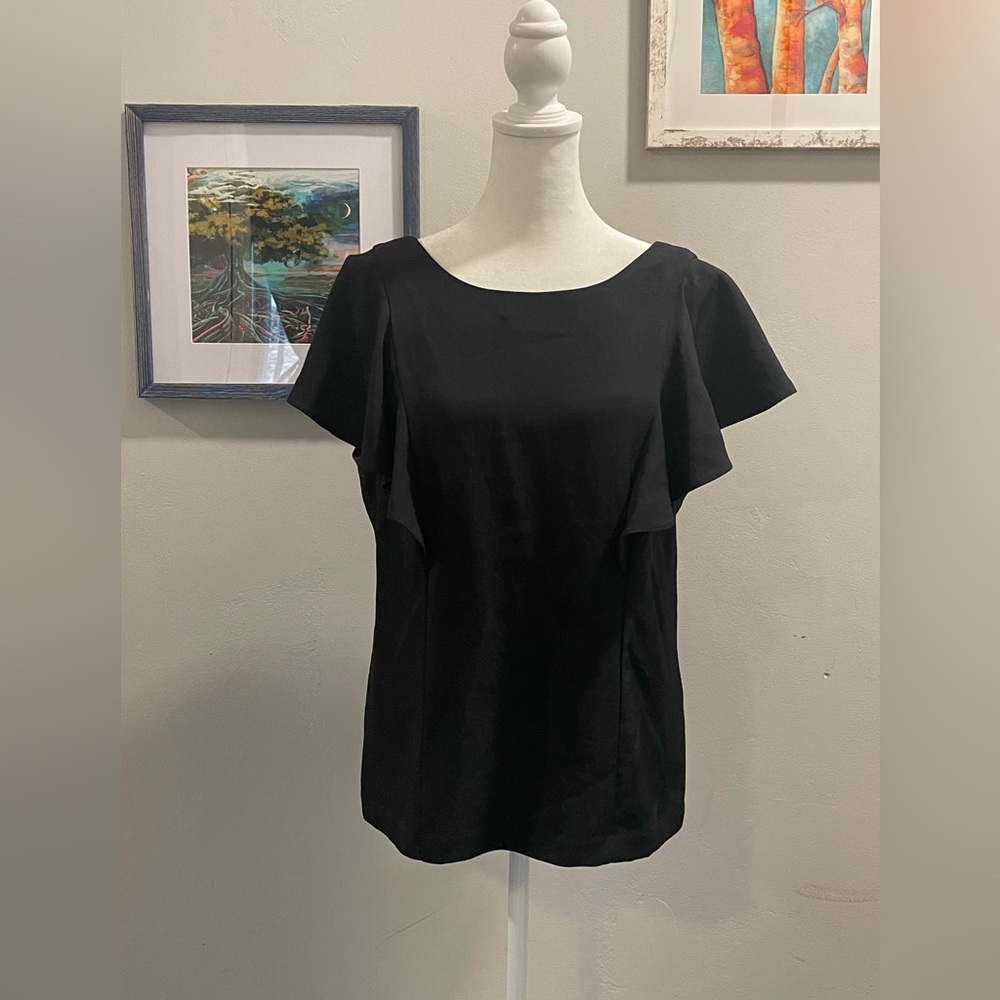 Banana Republic Black Short Sleeve Blouse Size 10 Petite